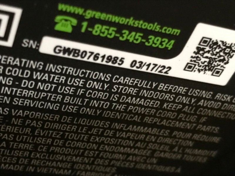 Photo 3 of Greenworks 3000 PSI (1.1 GPM) TruBrushless Electric Pressure Washer (PWMA Certified)
