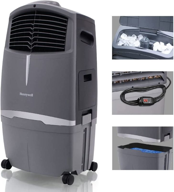 Photo 1 of Honeywell 525 CFM Indoor Outdoor Portable Evaporative Cooler with Fan & Humidifier, Washable Dust Filter & Remote Control, CO30XE
