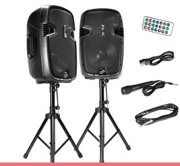 Photo 1 of Pyle Pro 1,800-Watt Bluetooth Active/Passive Dual Speaker System Kit (PPHP1249KT)
