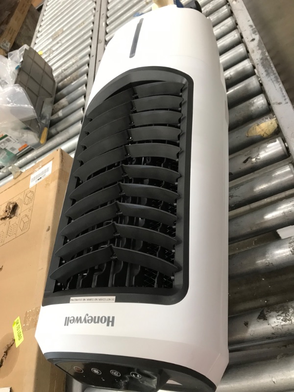 Photo 2 of Honeywell Compact Indoor Portable Evaporative Tower Air Cooler with Fan & Humidifier, Washable Dust Filter & Remote Control, TC10PEU, White
