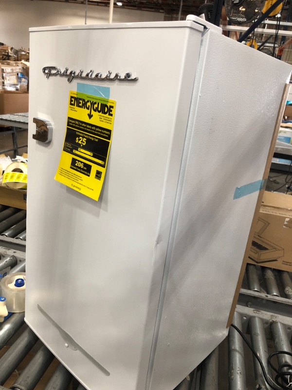 Photo 1 of Frigidaire EFR376-WHITE 3.2 Cu Ft White Retro Bar Fridge with Side Bottle Opener