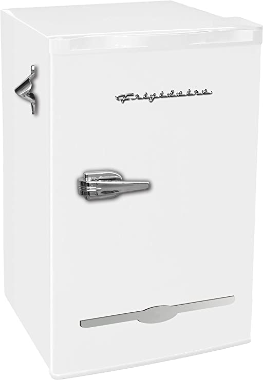 Photo 1 of Frigidaire EFR376-WHITE 3.2 Cu Ft White Retro Bar Fridge with Side Bottle Opener