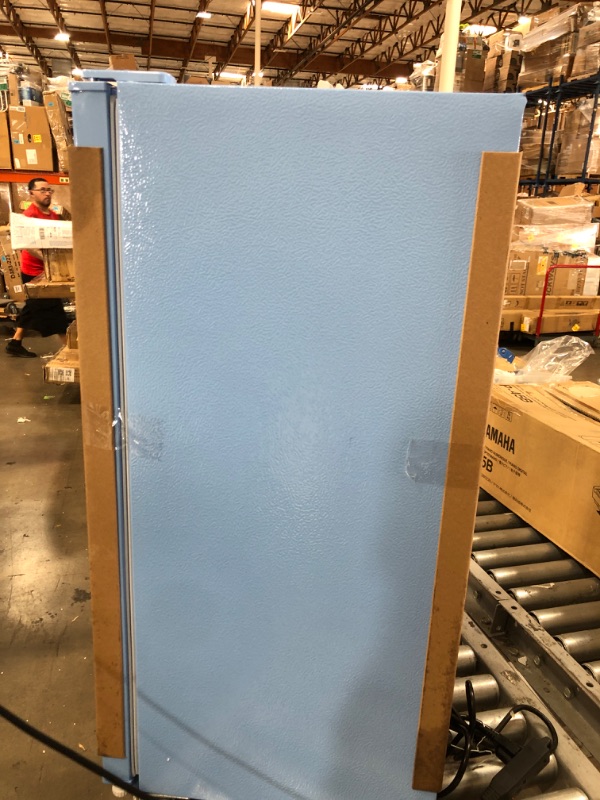 Photo 4 of Frigidaire EFR376-BLUE 3.2 Cu Ft Blue Retro Bar Fridge with Side Bottle Opener
