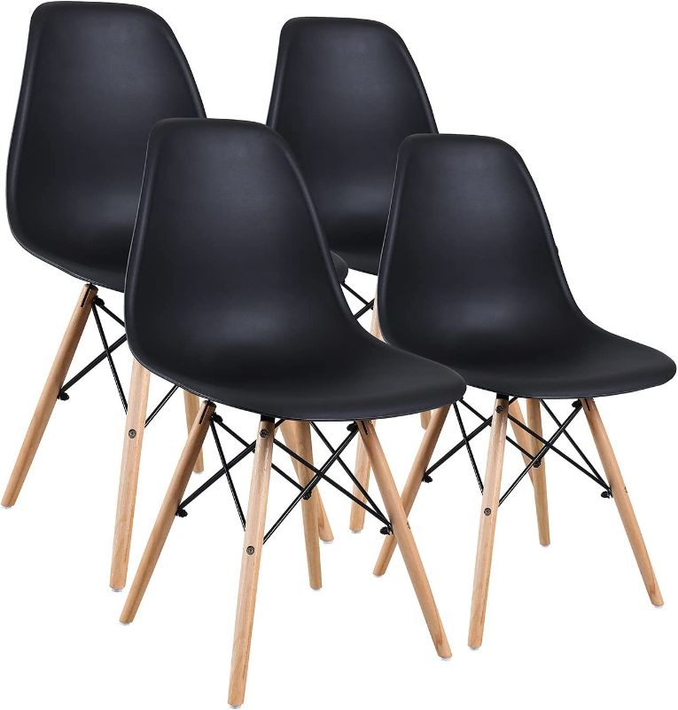 Photo 1 of Amazon Basics Modern Dining Chair Set, Shell Chair with Wood Legs for Kitchen,
