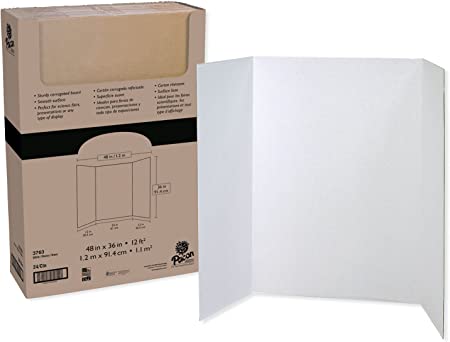 Photo 1 of Pacon® 80% Recycled Single-Walled Tri-Fold Presentation Boards, 48" x 36", White, Carton Of 3
