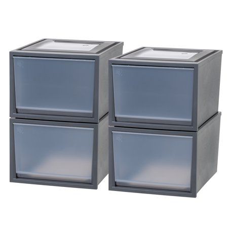 Photo 1 of IRIS Deep Box Chest Drawer Gray 4 Pack
