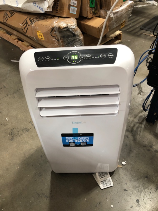 Photo 1 of **MISSING PARTS** SereneLife SLPAC10 Portable Air Conditioner Compact Home AC Cooling Unit with Built-in Dehumidifier & Fan Modes, Quiet Operation, Includes Window Mount Kit, 10,000 BTU, White
