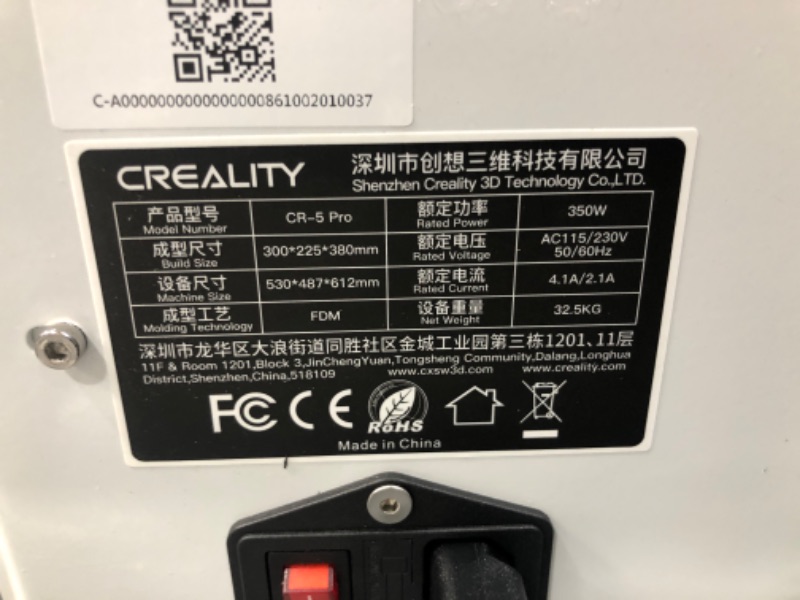 Photo 6 of ***NONfunctional Parts only***Creality Printer CR-5 Pro Enclosure FDM 3D Printer with Enclosed Print Chamber Large Print Size 300X225X380mm Transparent Design 100 Microns High Precision