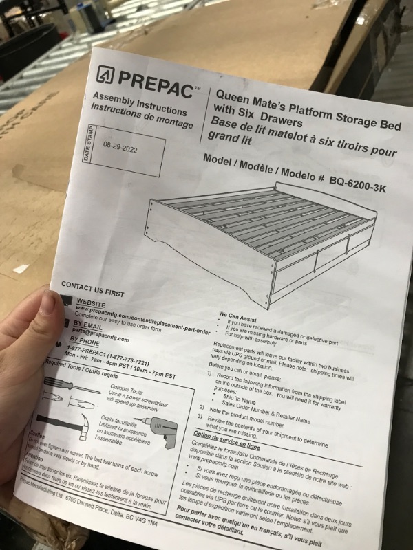 Photo 2 of ***INCOMPLETE MISSING UNKOWN BOXES !! Prepac Mate's Platform Storage Bed with 6 Drawers, Queen, Black
