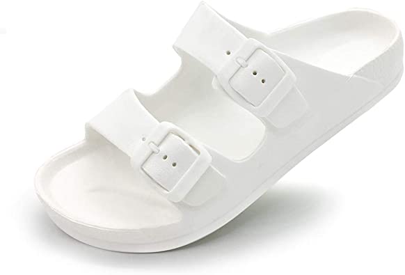 Photo 1 of FUNKYMONKEY Women's Comfort Slides Double Buckle Adjustable EVA Flat Sandals
size 6.5 in women