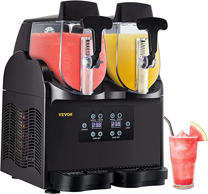 Photo 1 of VEVOR Commercial Slushy Machine, 2x2.5L Tank Margarita Machine, 380W Black Margarita Slush Maker, Temperature Slush 26°F to 28°Frozen Drink Maker, Perfect for Home Restaurants Cafes Bars
