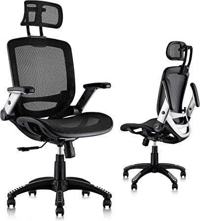 Photo 1 of ***INCOMPLETE*** Gabrylly Ergonomic Mesh Office Chair, High Back Desk Chair - Adjustable Headrest with Flip-Up Arms, Tilt Function, Lumbar Support and PU Wheels, Swivel Computer Task Chair
