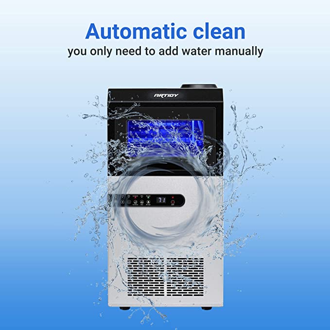 Photo 1 of Artidy Commercial Ice Maker Machine, 100LBS/24H Clear Square Ice Cube,33LBS Ice Storage Capacity with Auto Clean and LED Temperature Display for Home,Restaurant,Bar,Coffee Shop,Kitchen
