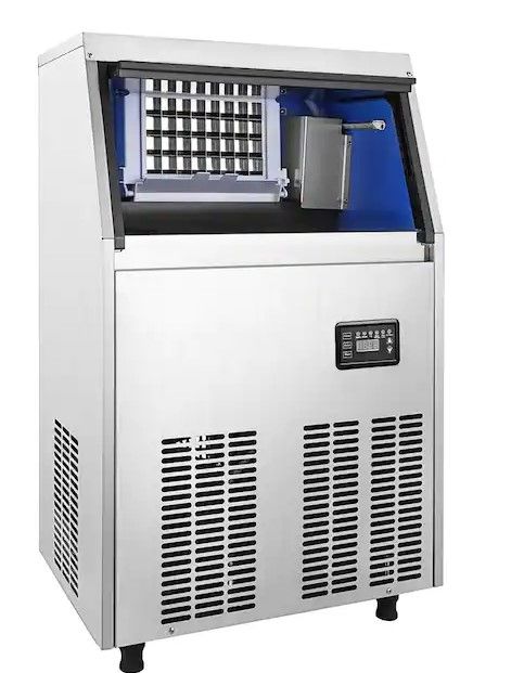 Photo 1 of 33 lb. Bin Stainless Steel Construction Freestanding Ice Maker Machine with 90 - 100 lb. / 24 H Commercial Ice Maker
