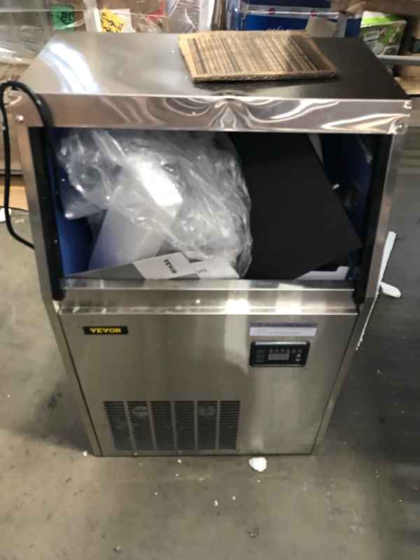 Photo 2 of 33 lb. Bin Stainless Steel Construction Freestanding Ice Maker Machine with 90 - 100 lb. / 24 H Commercial Ice Maker
