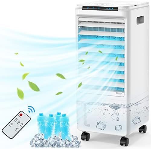 Photo 1 of Evaporative Air Cooler - AOLOS 3 IN 1 Portable Air Cooler, Room Air Conditioner Fan w/Remote, 3 Speeds, 1.85-Gal, 7H Timer & 40°Auto Oscillation, Air Conditioner Portable for Room Office Garage, White
