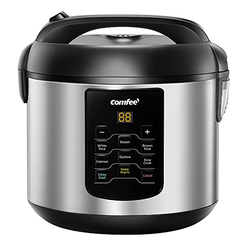 Photo 1 of COMFEE' Rice Cooker, 6-in-1 Stainless Steel Multi Cooker, Slow Cooker, Steamer, Saute, and Warmer, 2 QT, 8 Cups Cooked(4 Cups Uncooked), Brown Rice, Q
