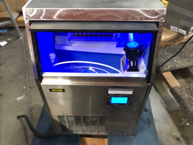 Photo 2 of **Parts Only** Non Functional**VEVOR 110V Commercial Ice Maker 110 LBS in 24 Hrs with Water Drain Pump 33LBS Storage Stainless Steel Commercial Ice Machine 4x9 Ice Tray LCD Control Auto Clean for Bar Home Supermarkets
