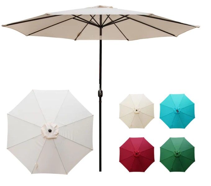 Photo 1 of 11 Feet Outdoor Market Umbrellas with Push Button Tilt, Crank And 8 Ribs