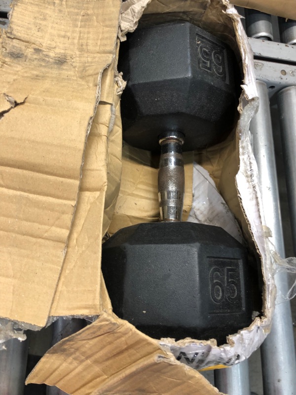 Photo 2 of ***Handle is Loose*** Weider Rubber Hex Dumbbell 65 lbs
