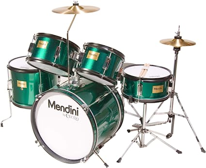 Photo 1 of ???Mendini By Cecilio Kids Drum Set - Starter Drums Kit with Bass, Toms, Snare, Cymbal, Hi-Hat, Drumsticks & Seat - Musical Instruments Beginner Sets, Green Drum Set

