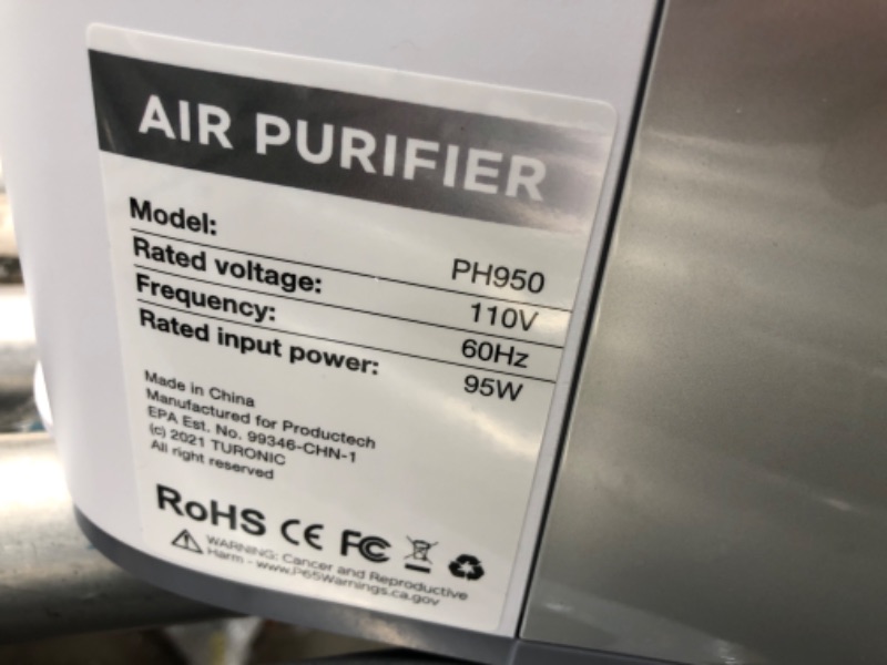 Photo 5 of ***PARTS ONLY***  Turonic PH950 - Hepa Air Purifiers for Home w/ Humidifier, Large Room Air Cleaner up to 2500 Sq Ft, 8-Stage Purification w/ True Hepa 13 Filter, UV-A Light & Ionizer, Smart Auto Mode, Wi-Fi control
