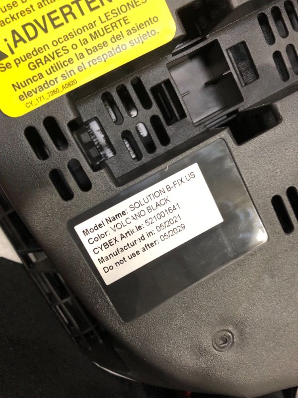 Photo 4 of CYBEX Solution B-Fix High Back Booster Seat, Lightweight Booster Seat, Secure Latch Installation, Linear Side Impact Protection, 12-Position Adjustable Headrest, for Kids 40-120 Lbs, Volcano Black
