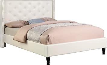 Photo 1 of *BOX 1 of 2, NOT COMPLETE*
Home Life LIFE Home Premiere Classics Leather Light Beige/Cream 51" Tall Headboard Platform Bed with Slats, Full 