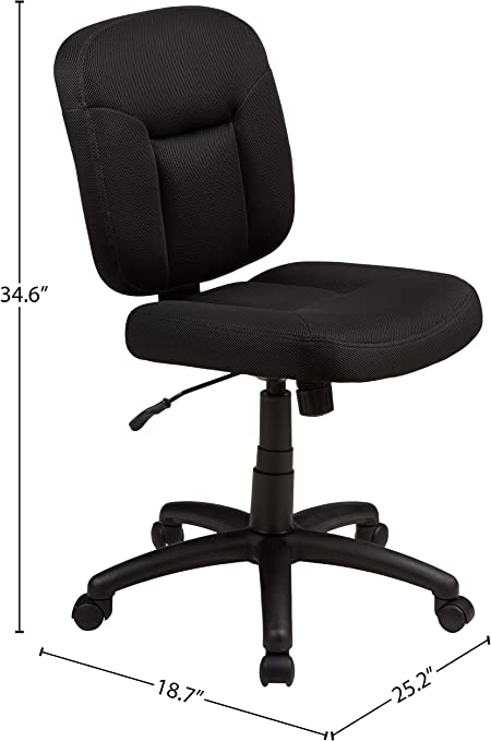 Photo 1 of Amazon Basics Upholstered, Low-Back, Adjustable, Swivel Office Desk Chair, Black
