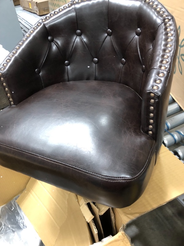 Photo 1 of 2 piece upholstered tufted chairs brown faux leather