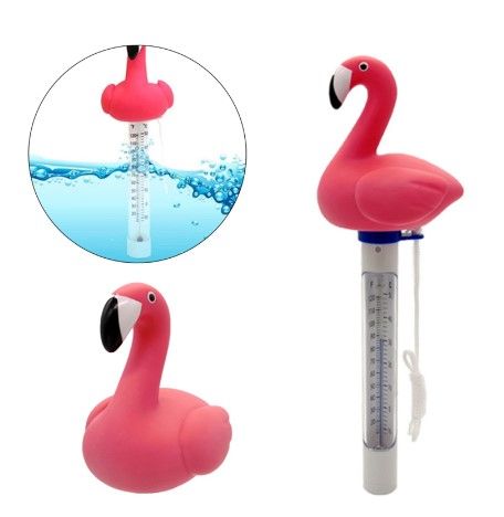 Photo 1 of Pool Floating Thermometer Cute Cartoon Flamingo Shaped Spa Water Temperature Tester Tool Swimming Pools Accessories
