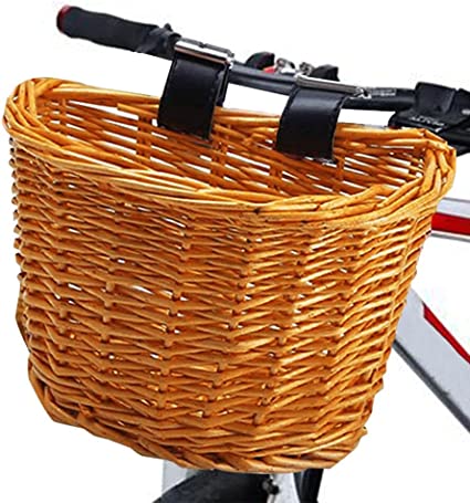 Photo 1 of Lixada Bike Basket,D-Shaped Front Handle Bar Bike Basket,Water Resistant Wicker Front Handlebar with Leather Straps
