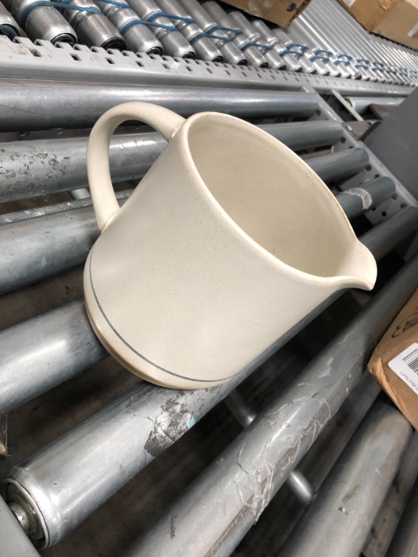 Photo 2 of 52oz Engineered Stripe Stoneware Pitcher Blue/Sour Cream - Hearth & Hand™ with Magnolia
