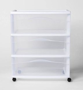 Photo 1 of 3 Drawer Wide Cart White - Room Essentials
