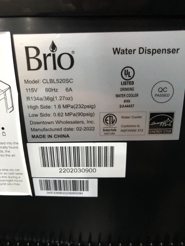 Photo 4 of ***PARTS ONLY*** Brio 500 Series Self Cleaning Bottom Loading 3-5 Gallon Capacity Tri-Temperature Water Cooler Dispenser with Hot Water Up To 198 Degrees, Cold Water Down To 39 Degrees and Room Temperature Water

