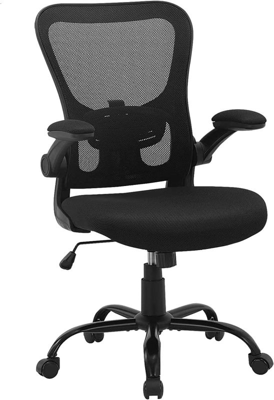 Photo 1 of Office Chair Ergonomic Desk Chair - Mesh Back Adjustable Height Computer Chair with Lumbar Support and Flip-up Armrests, Swivel Executive Task Chair, Black
