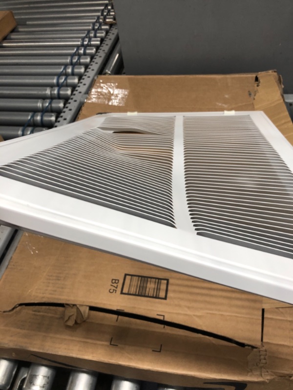 Photo 3 of 14" X 24" Steel Return Air Filter Grille for 1" Filter - Easy Plastic Tabs for Removable Face/Door - HVAC Duct Cover - Flat Stamped Face -White [Outer Dimensions: 15.75w X 25.75h]