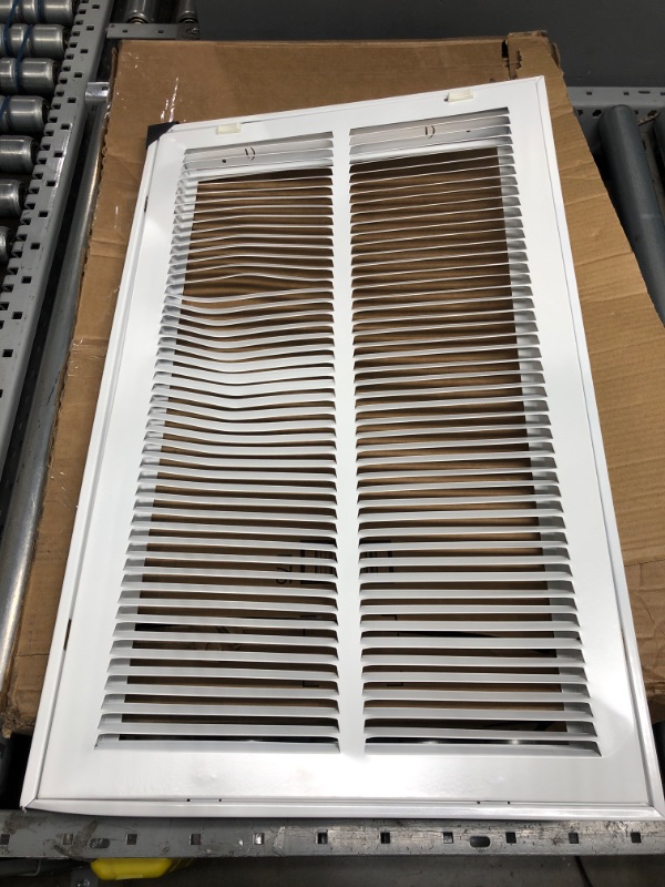 Photo 2 of 14" X 24" Steel Return Air Filter Grille for 1" Filter - Easy Plastic Tabs for Removable Face/Door - HVAC Duct Cover - Flat Stamped Face -White [Outer Dimensions: 15.75w X 25.75h]