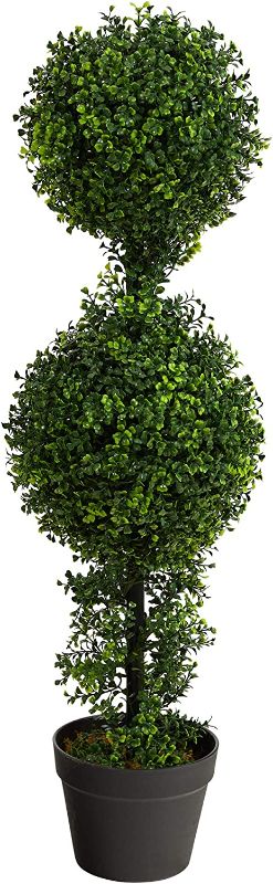 Photo 1 of 34in. Boxwood Double Ball Topiary Artificial Tree (Indoor/Outdoor)
