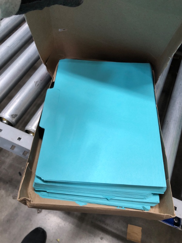 Photo 2 of Smead Interior File Folders, 1/3 Cut Top Tab, Letter, Aqua, 100/Box