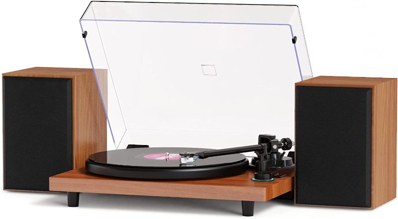 Photo 1 of DIGITNOW Bluetooth Record Player for Vinyl with Speakers, Wireless Turntable with 36W High Fidelity Stereo Speakers,Wood Vinyl Player with Magnetic Cartridge & Adjustable Counter Weight,RCA output
