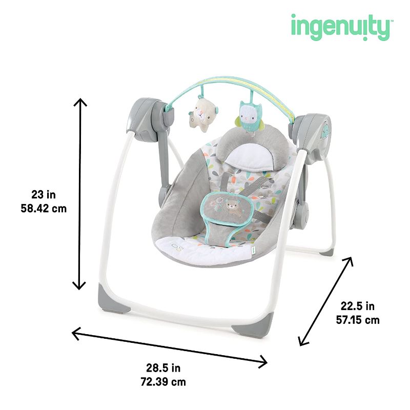 Photo 1 of Comfort 2 Go Compact Portable 6-Speed Baby Swing with Music, Folds for Easy Travel - Fanciful Forest, 0-9 Months