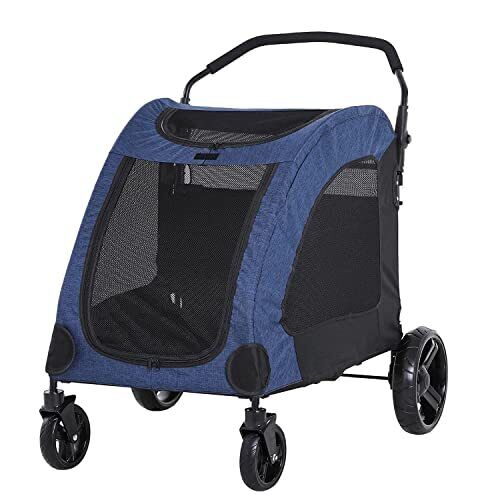 Photo 1 of Pet Foldable Cart 4 Wheels Pet Stroller for Medium Dogs Mesh Breathable
