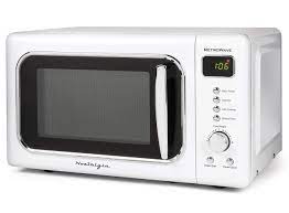 Photo 1 of Nostalgia CLMO7WH Classic Retro 0.7 Cu. Ft. 700-Watt Countertop Microwave Oven With LED Display, 5 Power Levels, 8 Cook Settings, White
