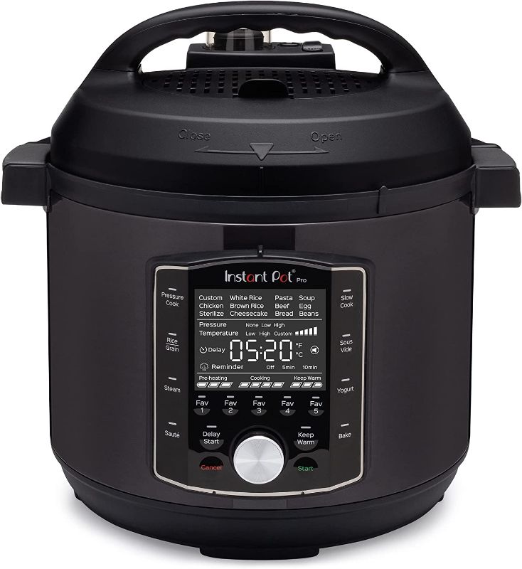 Photo 1 of Instant Pot Pro 10-in-1 Pressure Cooker, Slow Cooker, Rice/Grain Cooker, Steamer, Sauté, Sous Vide, Yogurt Maker, Sterilizer, and Warmer, Includes App With Over 800 Recipes, Black, 6 Quart
