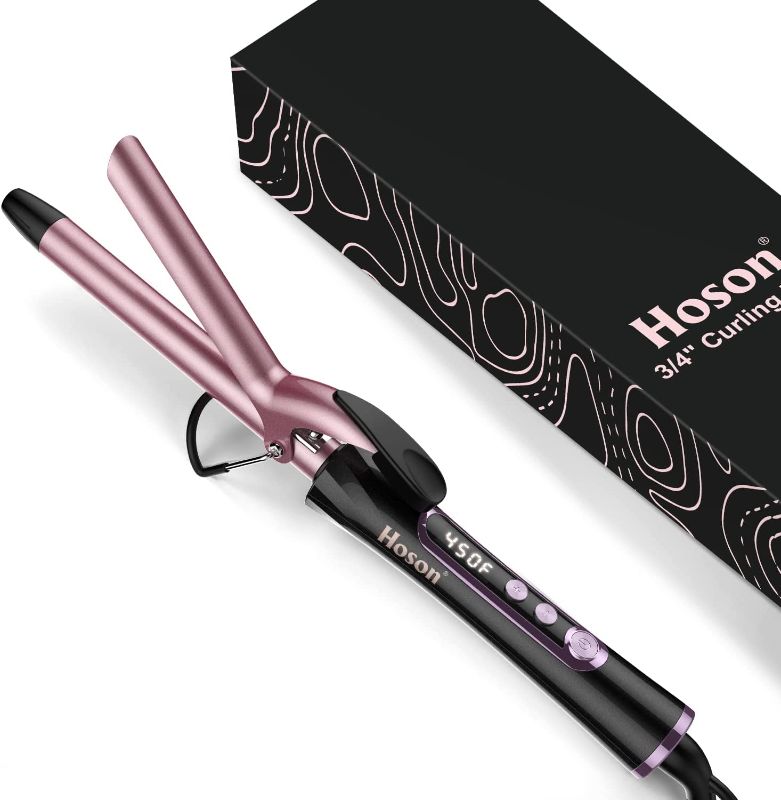 Photo 1 of 3/4 Inch Curling Iron for Short Hair, Dual Voltage Hair Curling Iron Ceramic, Professiona Curling Wand Tourmaline(Rose Gold)
