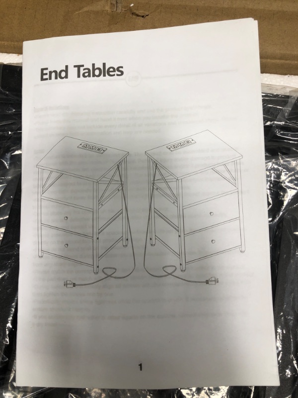 Photo 1 of 2 Drawers end table set of 2 with USB charger