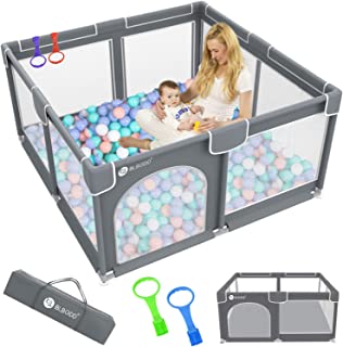 Photo 1 of Baby Playpen,59"x 59"Playpen for Babies, Large Baby Play Yards Indoor Sturdy Safety Playpen for Toddlers,No Gaps Baby Fence Play Area?Baby Gate Playpen (Gray)
