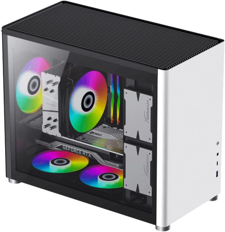 Photo 1 of GAMEMAX Micro-ATX Tower Computer Case with Removable Dust-Proof Filter, Dual Tempered Glass Side Panels, PC Gaming Chassis (Spark-White)
