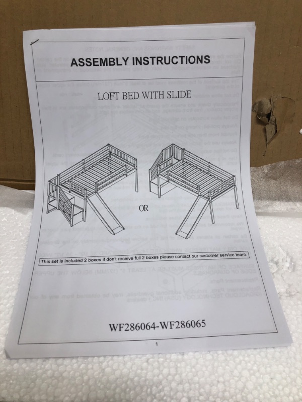 Photo 2 of **NOT COMPLETE**BOX 2 OF 2***
Low Loft Bed, Twin Bed Frame For Kids With Slide, Grey